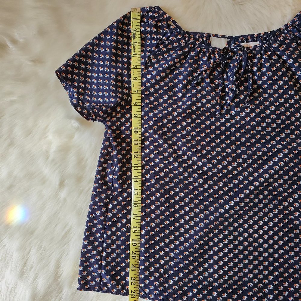 Anthropologie Tulle Elephant Print Tie Front Top - Picture 14 of 14